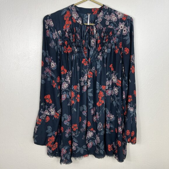 Free People Women's So Fine Navy Tunic‎ Top - Picture 1 of 16